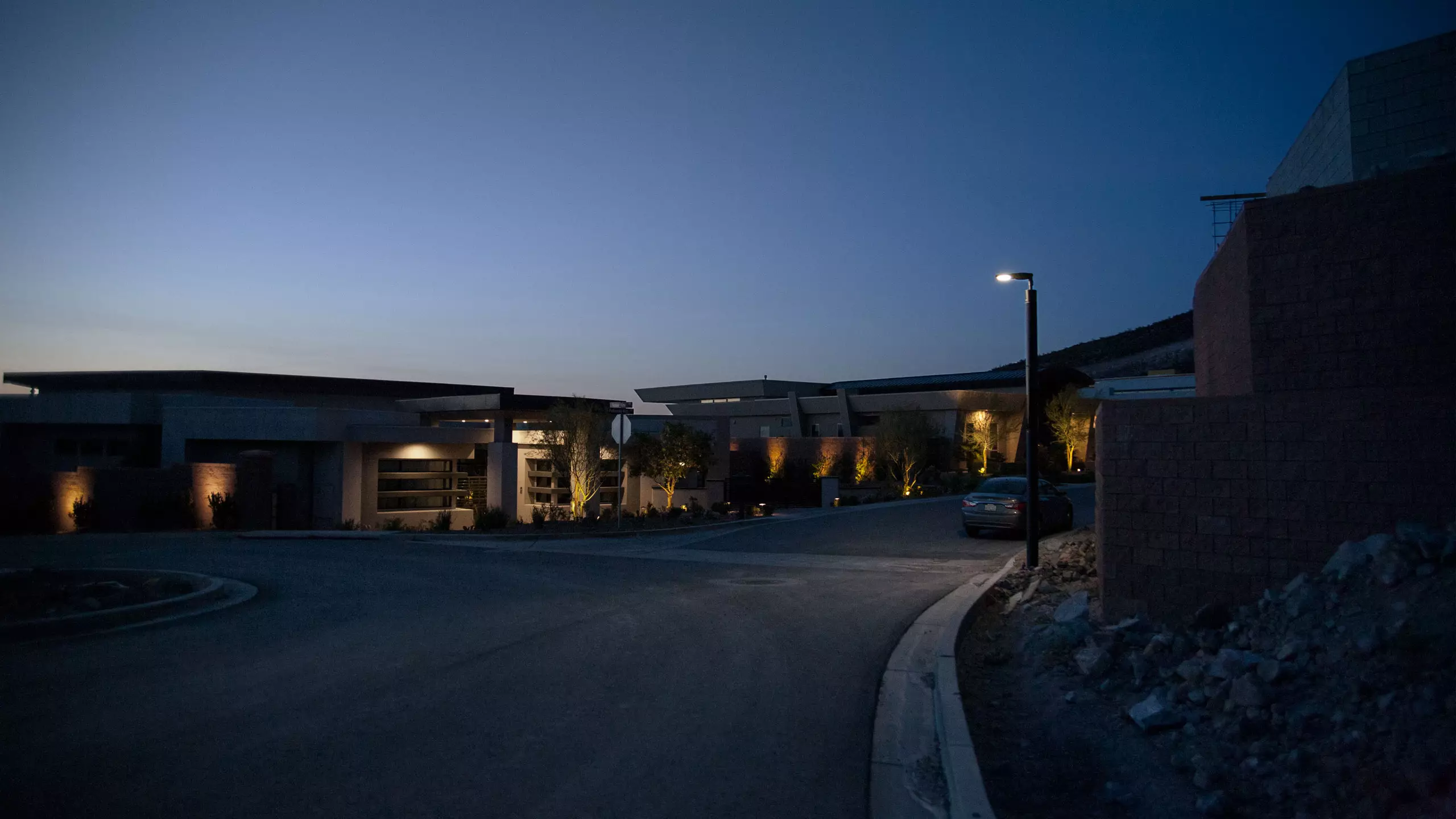 Soluxio exclusive solar pathway lighting during nighttime near exclusive villas
